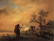 Philips Wouwerman Horses Being Watered painting